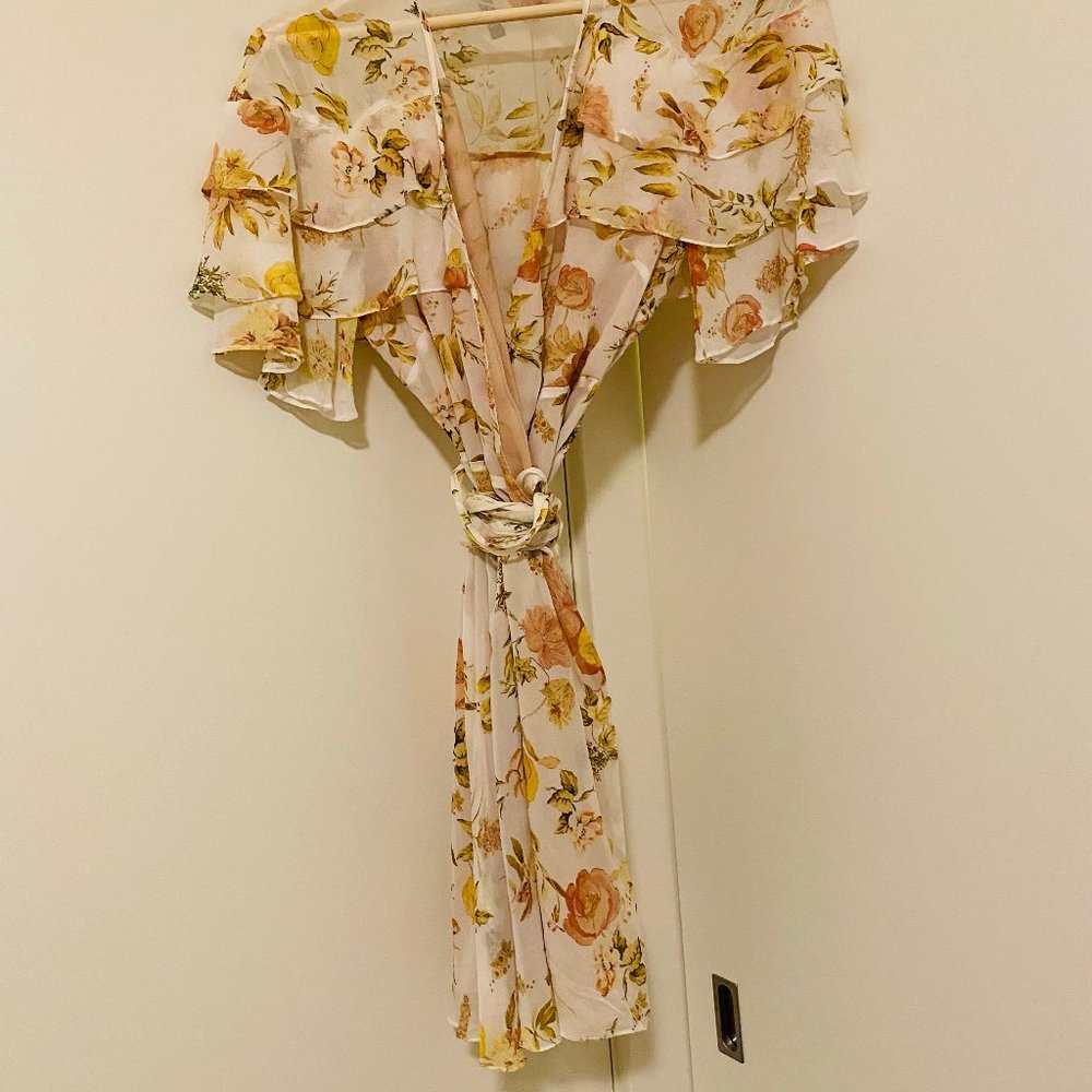 Zara chiffon wrap ruffle floral mini dress